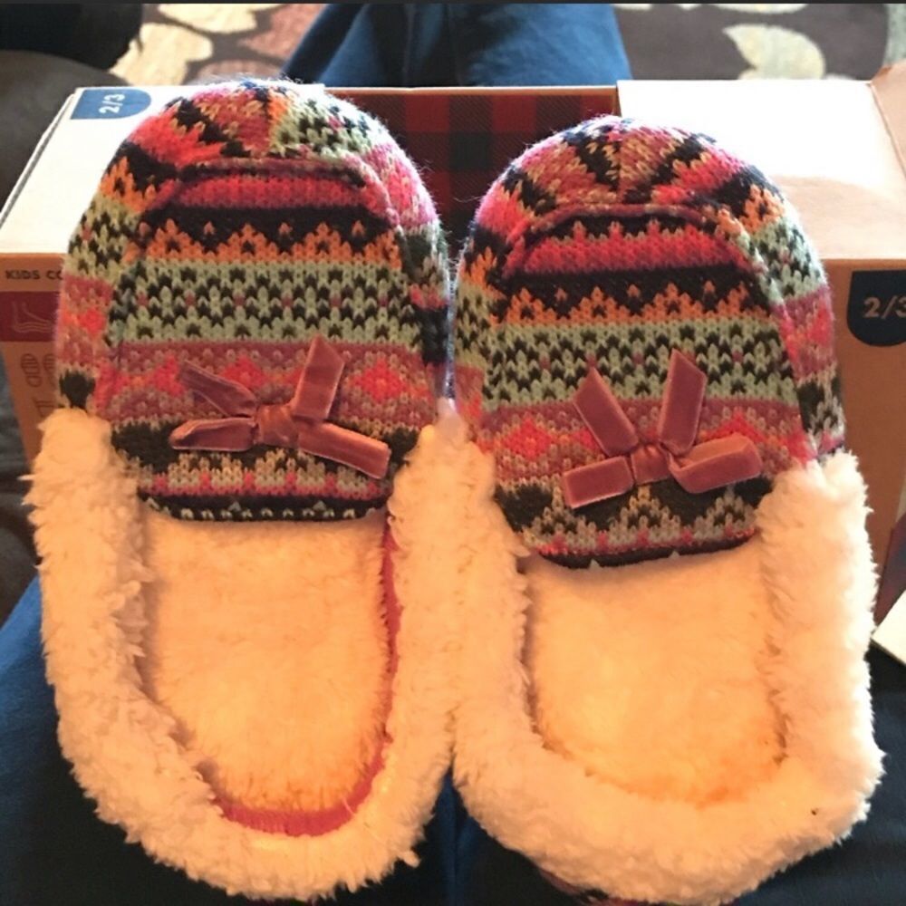 Dearfoams Fair Isle Slipper NIB Purple 2-3